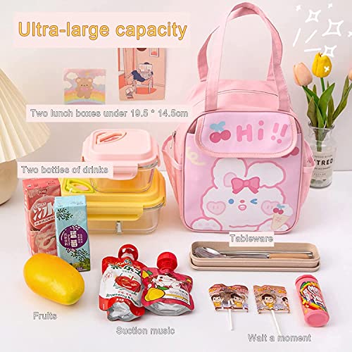 Ozaoz Kawaii Lunch Bag For Girls Lunch Box Insulated Cute Lunch Bags For Women Insulated Lunch Box For Kids (Pink-Bear) #TOP5