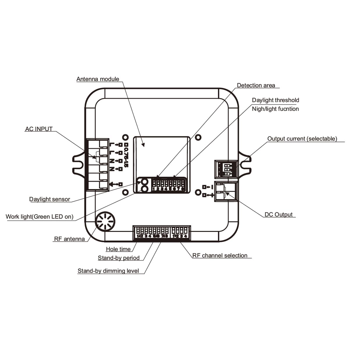 MLC18C-PRF Merrytek 3IN1 - Detector de movimiento para microondas RF + controlador LED 18 W pushDIM – Sensor regulable IP20 Control de luz para interiores hasta 8 m de alcance