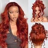 200 Density 360 Reddish Brown Lace Front Wigs Human Hair Pre Plucked Auburn Colored Human Hair Lace Front Wigs Body Wave Glueless Wigs Human Hair HD Lace Frontal Human Hair Wig 24 Inch