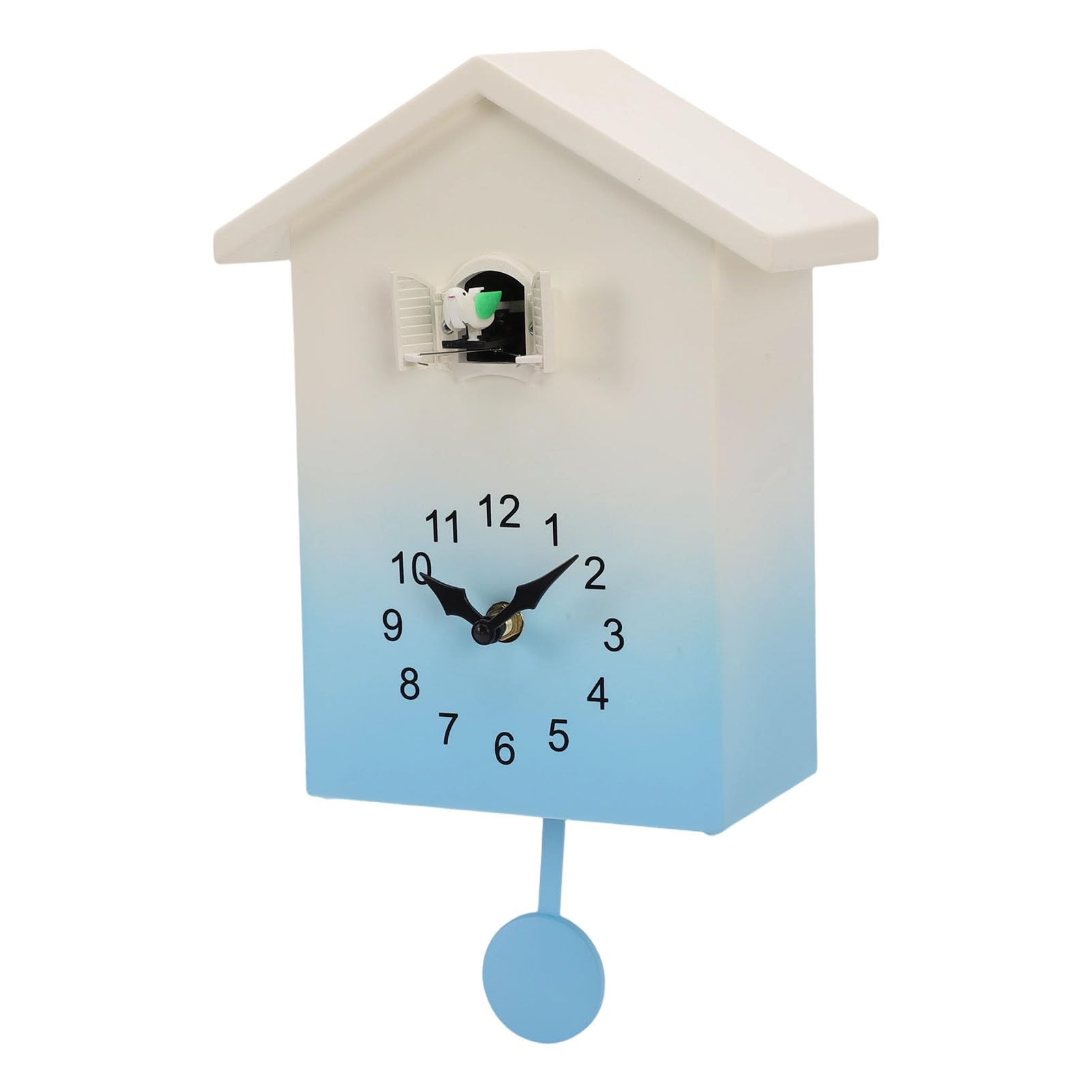 Asixxsix Reloj de Cuco, Moderno Reloj de Pared de Plástico con Números Grandes y Volumen Ajustable, de Pared con Voz de Pájaro con Timbre Cada Hora para Estudio, Oficina (Blue)