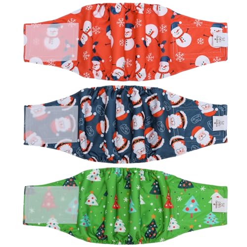 Image of CuteBone Dog Diapers Male Belly Bands 3 Pack for Male Dogs Reusable Puppy Wraps