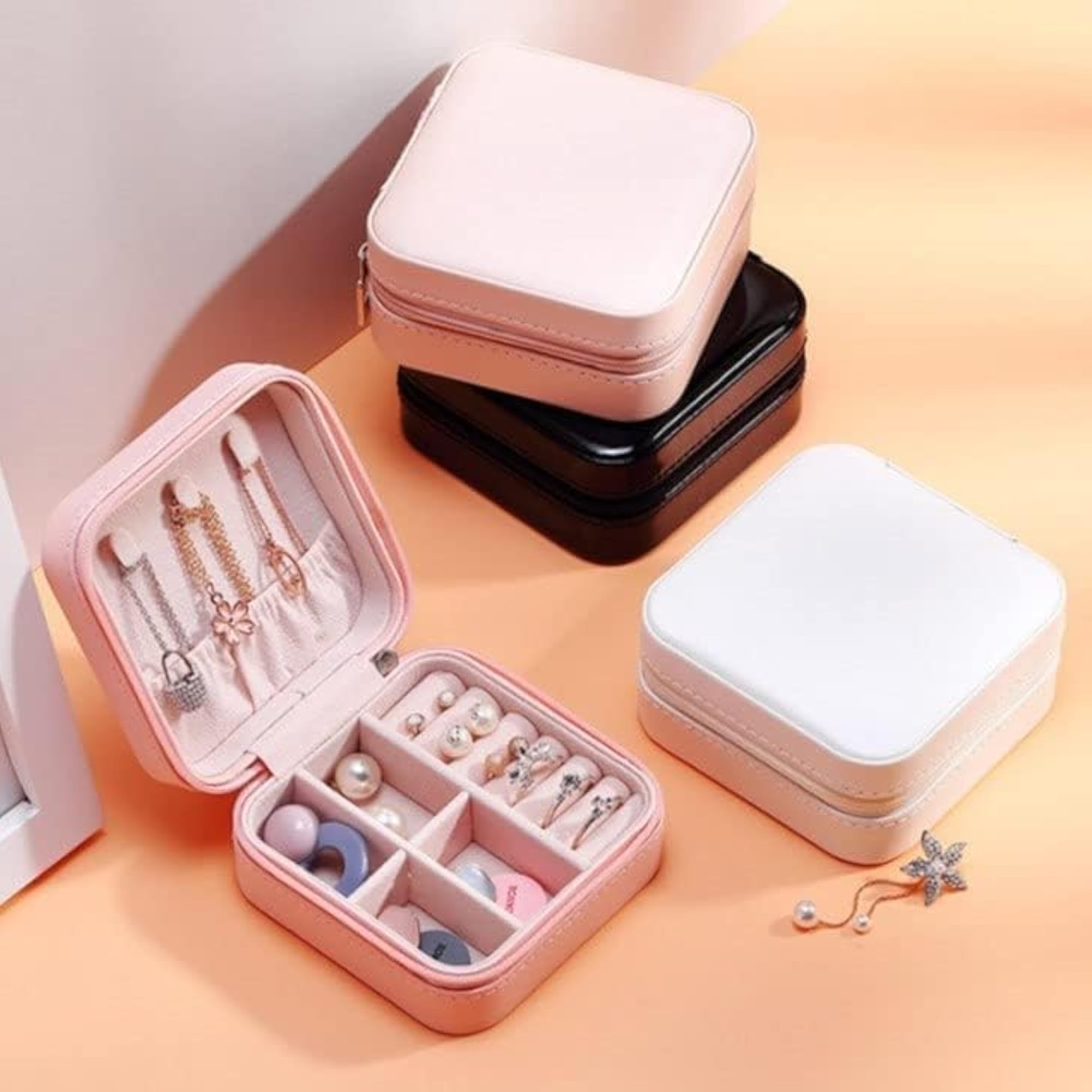 Mini PU Leather Jewelry Organizer Box for Travel