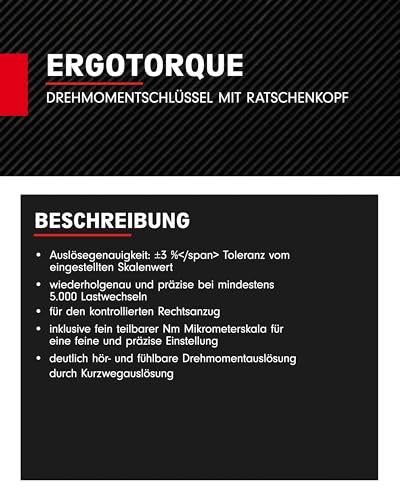 Ks Tools 1-2 ERGOTORQUE40-200 Rosso Chiave Dinamometrica A Cricchetto - 5