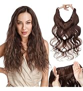 S-noilite Wire Hair Extensions Human Hair with 2 Clips Wavy Secret Wire Hair Extensions Adjustabl...