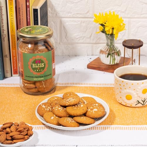 Image of Bliss by Anju Chana Sattu Almond Protein Cookies 350g | Contains 38g Protein Per Pack | High-Protein & Gluten-Free | No Maida, No Butter | Made with Nuts & Clean Ingredients