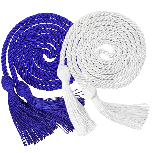 Image of GraduationMall Double Graduation Honor Cords Royal Blue & White 68 inch