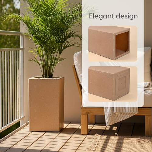 Image of Eha Earth Friendly Mansion Big Planters for Home Decor | 17 inch, Pack of 1 | Plant Pot Made with Rice Husk | UV Protected Pot for Plant | Pots & Planters Big Size | Dune