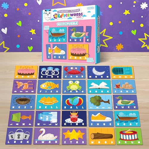 Image of PLAY PANDA 4 Letter Word Jigsaw Spelling Puzzle Game for Kids Learning