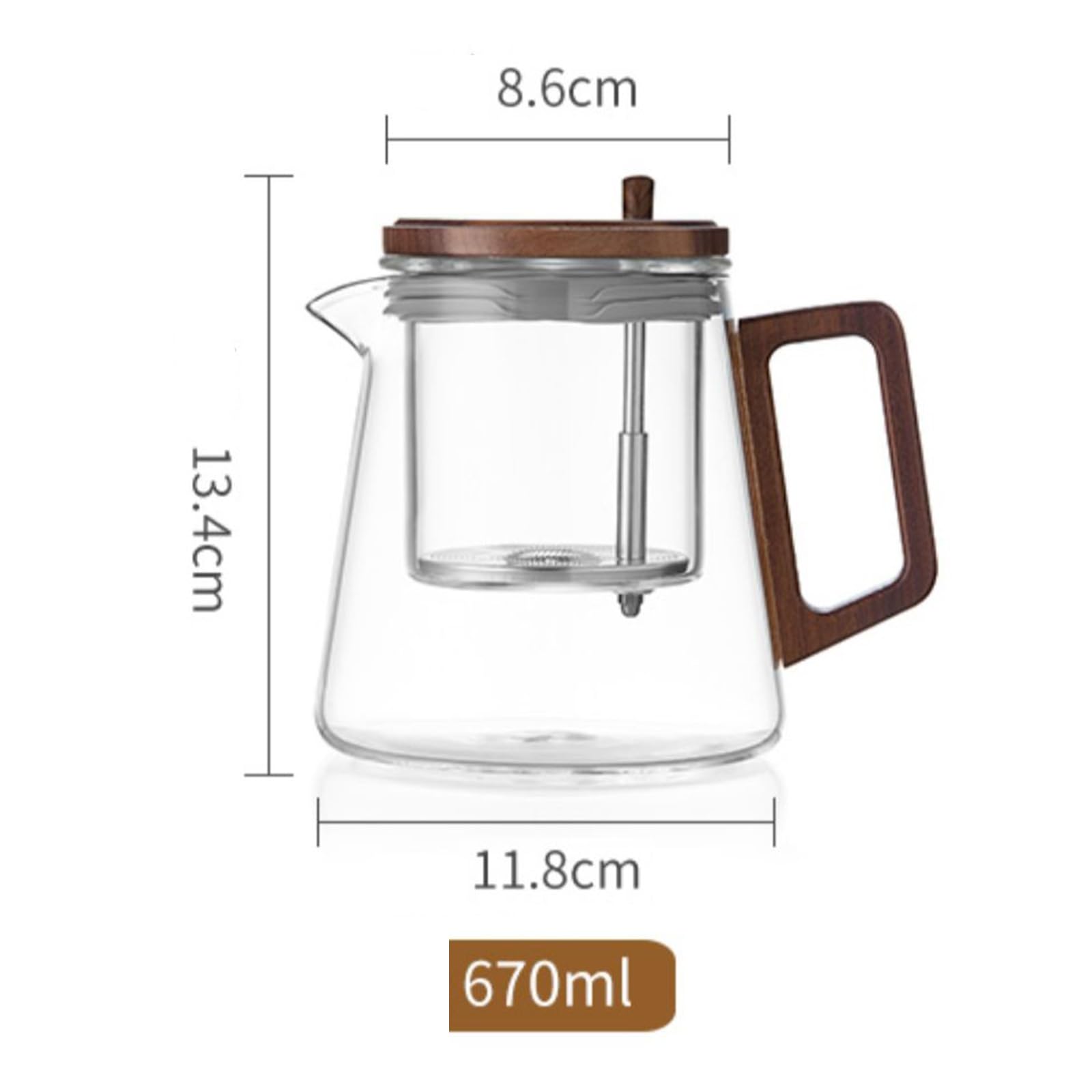 Teekanne aus Glas mit Sieb, verzauberte Teekannen-Ei for losen Tee, Glasteekannen mit Sieb, Kessel-Teekannen for Camping, Wandern, Teekanne mit Tee-Ei, Hexerei-Teekanne mit Holzgriff, 670 ml(Anthracit