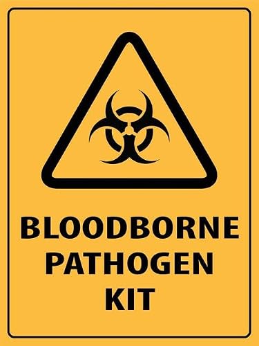 Retro 8"x12" Metal Tin Sign - Caution Bloodborne Pathogen Kit For Shop Yard Man Cave Garage Outdoor Funny Wall Decor Plate