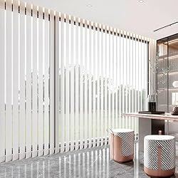 Persianas Modernas Verticales Cortina Lamas Verticales Translúcida,Persianas Venecianas Verticales De Lamas De Tejido Blanco,Persianas Verticales para Ventanas De Interior,Cortinas Filtrantes De Luz 60%,W×H-90x160cm/35.5x63in