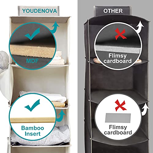 YOUDENOVA Hängeregal Stabiler Hängeorganizer Kleiderschrank Organizer Hängeaufbewahrung Schrankorganizer mit Bambus-Stöcke und MDF-Platten… – Ansicht 6