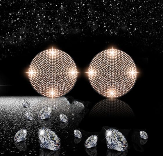 NBTEPEM 2pcs Bling Car Cup Holder Coaster, 2.75 inch Anti-Slip Shockproof Universal Fashion Car Coasters Insert Bling Crystal Rhinestone Automotive Interior Accessories for Women (2 pcs, Champagne)