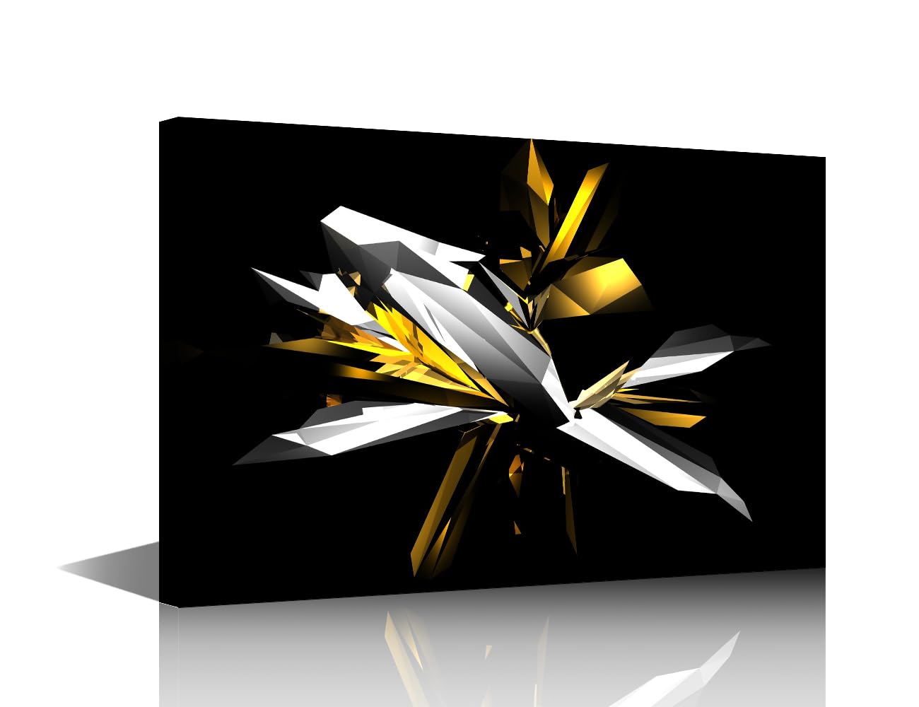 TISHIRON Wall Art for Living Room Black White Yellow Paintings Digital Art Abstract Posters Canvas Prints Wall Decor Modern Artwork Rustic Decor Framed Gallery Wrapped Ready to Hang 24x16 in