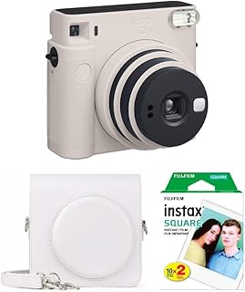 Fujifilm Instax Square SQ1 Instant Camera Bundle with Fujifilm Instax Square Film Twin Pack (20 Exposures, Classic White) and Case (Chalk White) (3 Items)