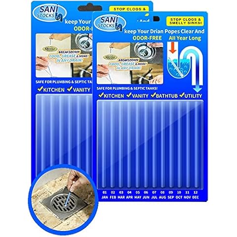 GudGmtoy 24Pcs Drain Cleaner Sticks, Odor Remover Strips Plughole Unblockers Odor Cleaner Tool Pipe Deodorizer Can Be Used for Sink Bathroom Toilet Sewers Cover