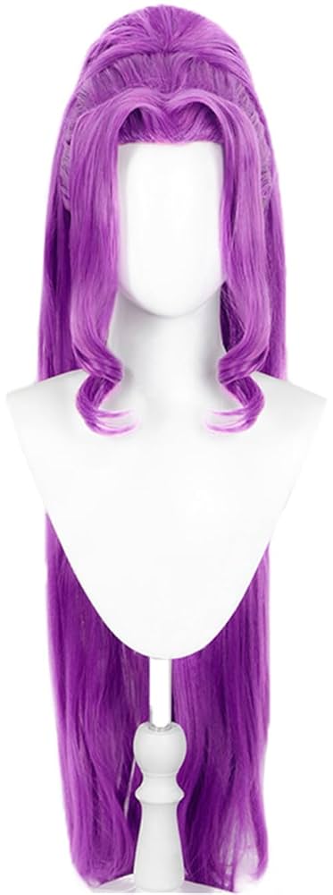 大衆演劇かつら（ロング、ポニーテール）紫メッシュ、金メッシュ