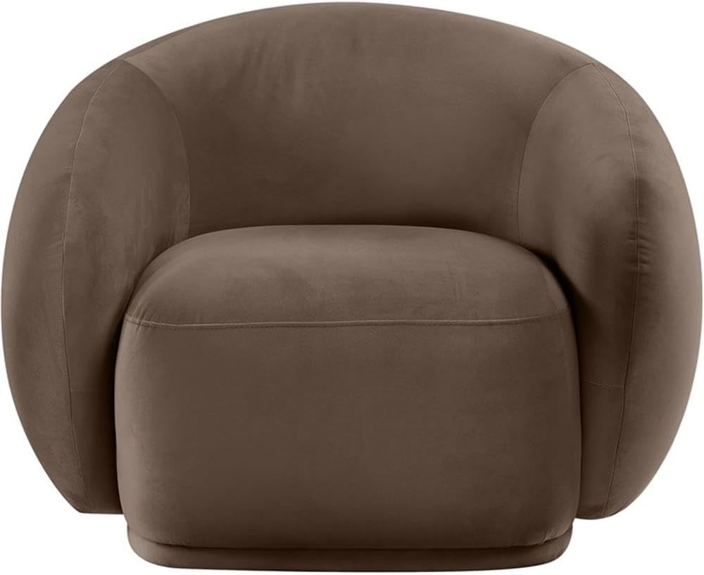 BOWERY HILL Contemporary Accent Chair, 40" W x 34.5" D x 29.5" H, Solid Eucalyptus Wood Frame, Durable Brown Velvet Upholstery, Ultra Luxe 460 GSM Velvet, Timeless Design for Living Room or Bedroom