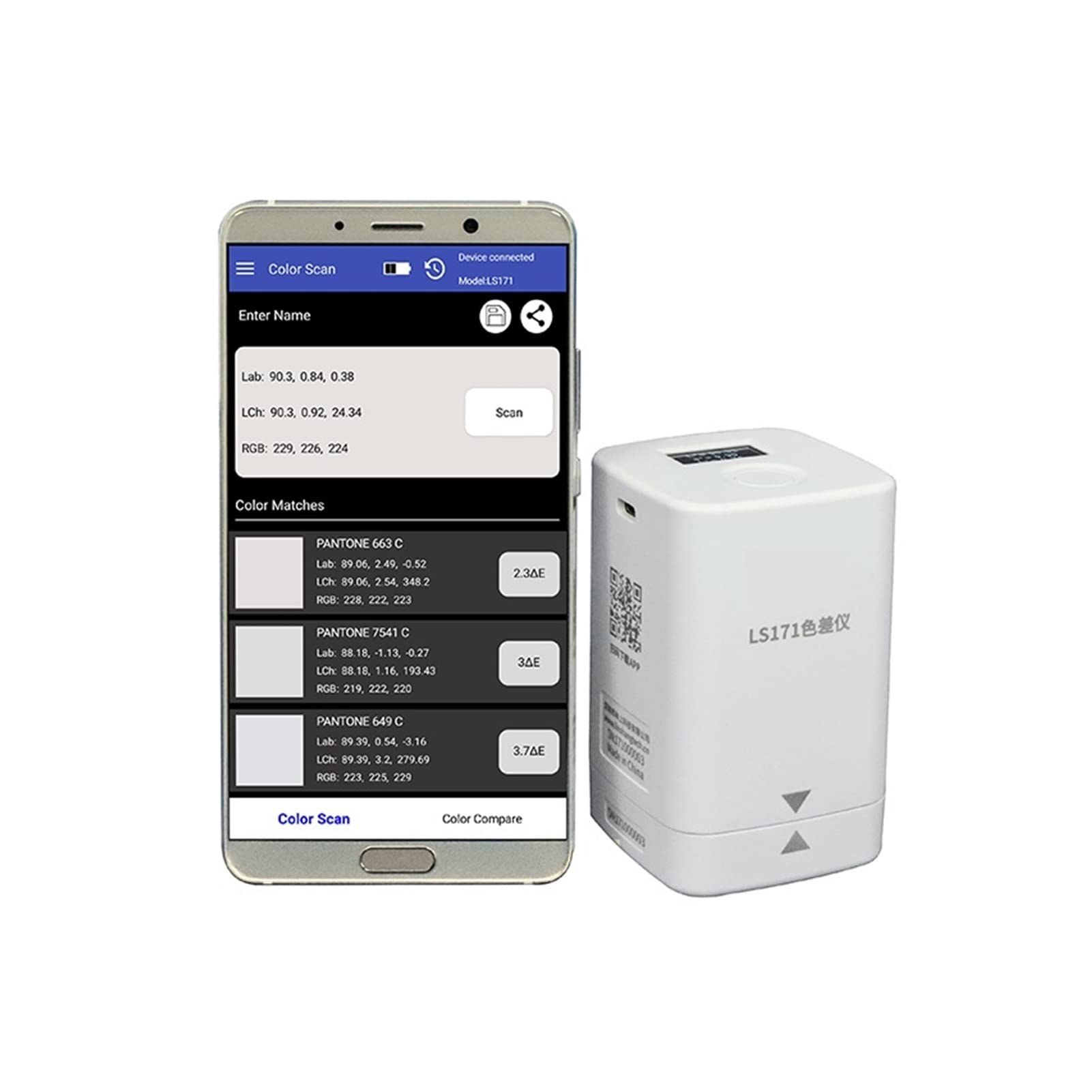 Professionelles Kolorimeter D/8 Farbunterschiedsmessungsinstrumentleser Leser LS171 Colormeter mit Mobiltelefon App Patone NCS RAL Farbdiagramme Gerät mit geringem Energieverbrauch