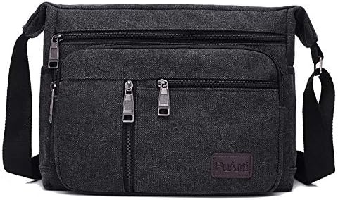 MOMISY Canvas Sling Cross Body Bag Travel Side Bag Office Messenger Bag Business Bag Multi Pocket Shoulder Bag Money Bag for Adults, Men and Women