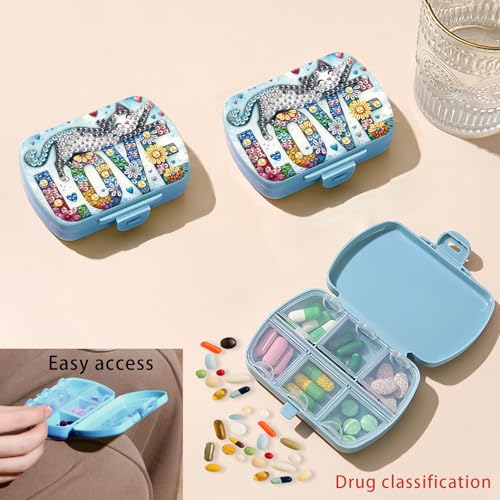 Image of ARTopet Diamond Art Painting Mini Storage Box with 6-Grid Creative Design Compact Portable Small Case for Purse Travel Daily-Love Cat