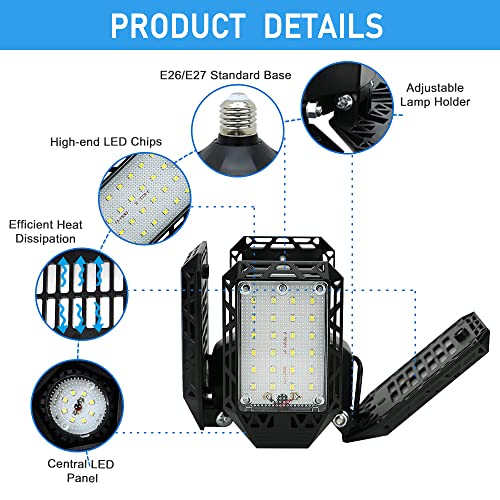 Qiyuanls LED GARAGE LIGHTS Garage Light,150W Deformable Led Garage Ceiling Lights,15000Lm Garage Lights thumb #3