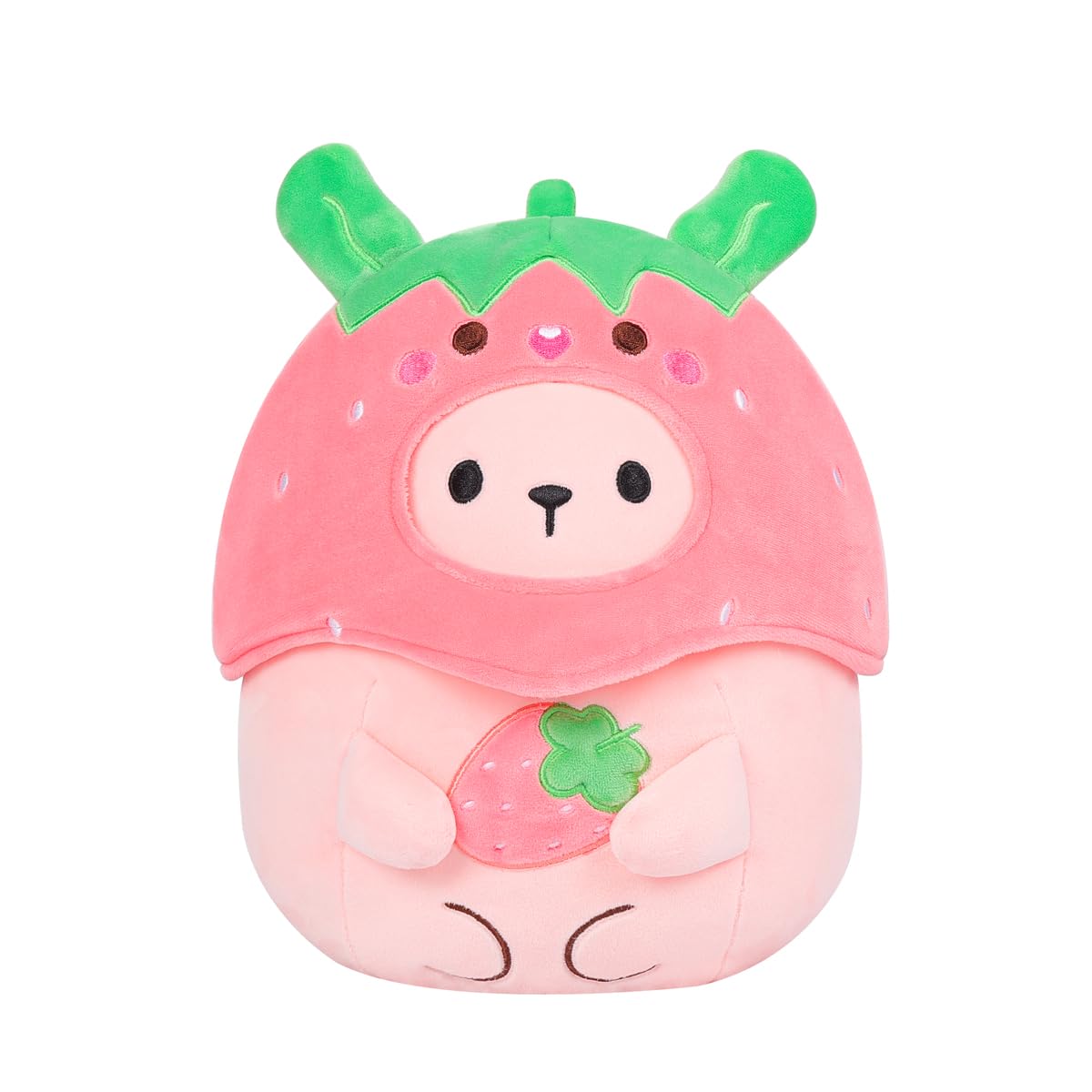 AIXINI Cute Strawberry Rabbit Plush Pillow 10" Bunny Stuffed Animal, Soft Kawaii Rabbit Plushie with Strawberry Outfit Costume, Hugging Plush Squishy Pillow Toy for Kids