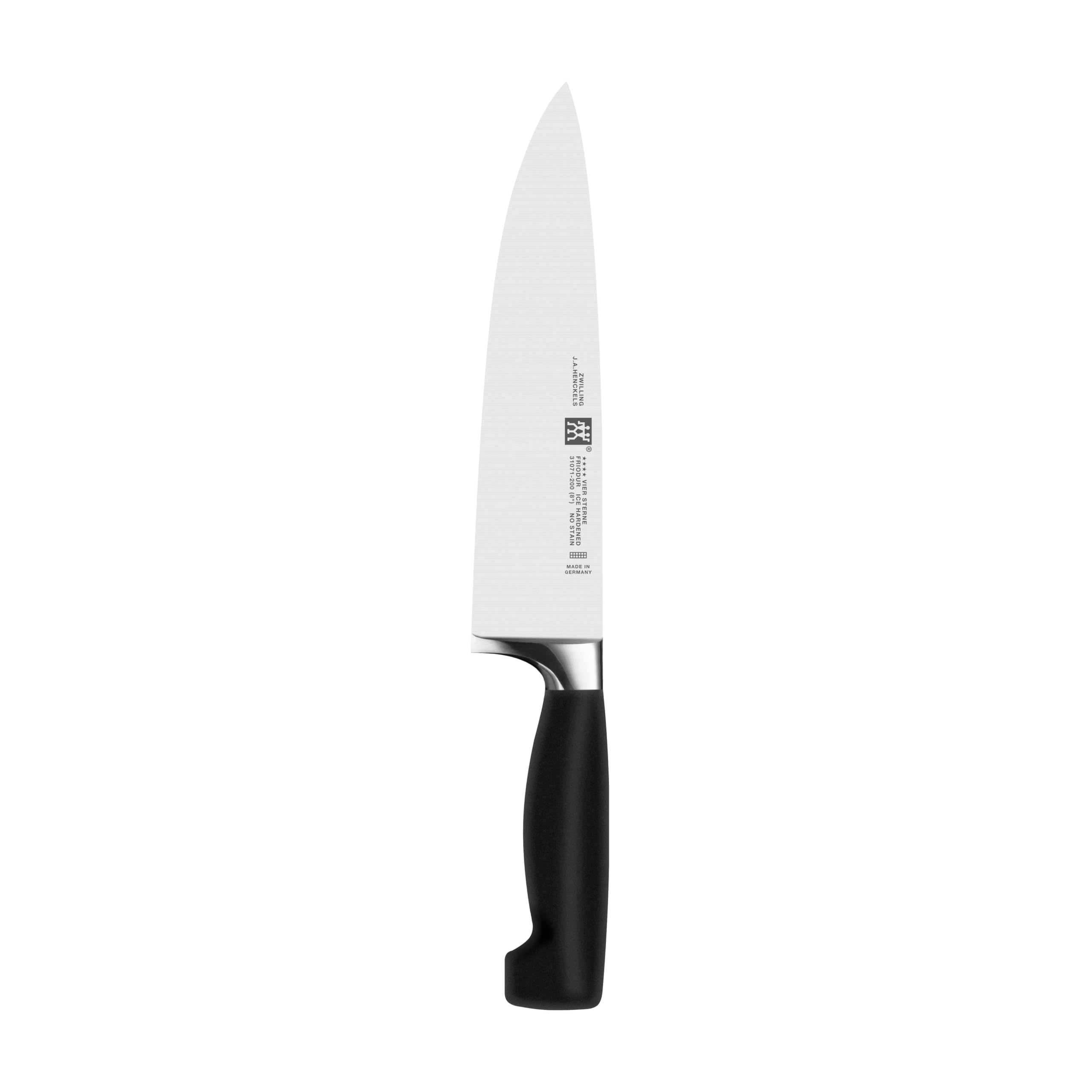 ZWILLING VIER STERNE Kochmesser 20 cm, Rostfreier Spezialstahl, Ergonomischer Kunststoff-Griff, Made in Germany, Schwarz