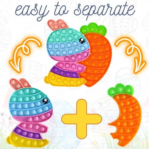 Easter Bunny Poppers, Bunny Carrot Pop Bubble Fidget Sensory Toy, Puzzle Popper, Easter Gifts for Kids,Toddler, Easter Basket for Toddlers Girl, Easter Toys, Stocking Easter Basket Stuffers (Rainbow) - Image 5
