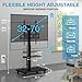 YOMT Rolling TV Stand with Power Outlet, Swivel Portable TV Stand for 32-70 inch TVs up to 88 lbs, Height Adjustable Mobile TV Cart with Wood Base for Optimal Viewing, Black