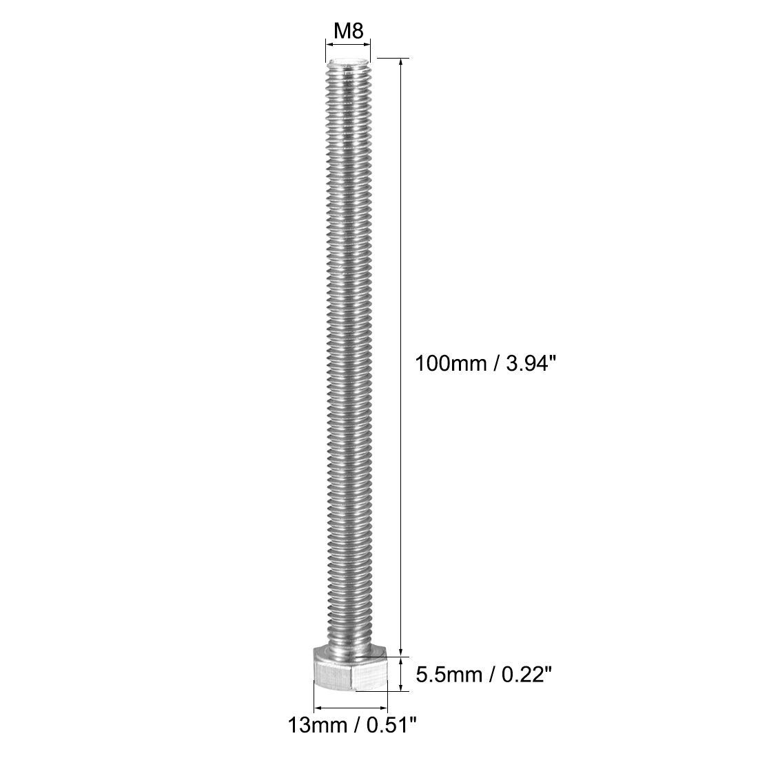 V2A Edelstahl Sechskantschraube DIN 933 Gewindeschraube Vollgewinde B Kopf M8 30mm 200 Stueck