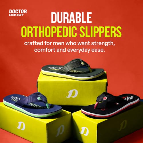 Image of DOCTOR EXTRA SOFT Men's Orthopedic Tpr Slippers With Cushion Footbed For Adult|Stylish & Anti-Skid|Comfortable & Light Weight|Casual Durable Waterproof Everyday Dr. Home Flip Flops Gents & Boys D-36