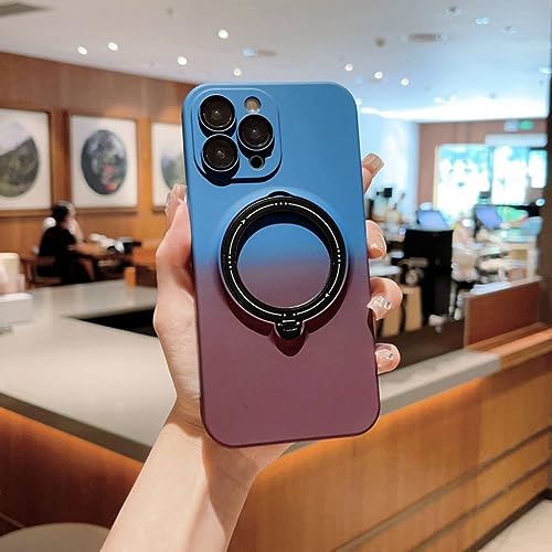 Coque iPhone 12 avec bague magnétique et support invisible dégradé bleu violet