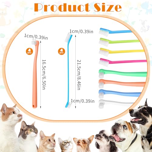 Tyqour 8 Stück Kleine Hund Zahnbürste Klein Weiche Hundezahnbürste für Kleine Hunde Katzen Zahnbürste Mini Tragbar Haustier Katzen Katzenzahnbürste für Katzen Hund Welpen Kätzchen Kleinen Rassen
