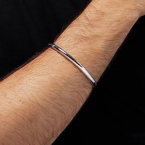 Men's Silver Torque Bangle | Solid 925 Sterling Silver Torque Bangle Bracelet - Silver Bangle For Men3