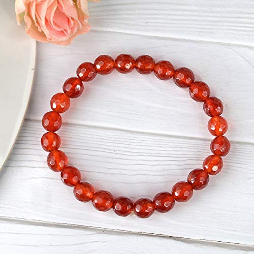 Image of Reiki Crystal Products Natural Crystal Stone 8 mm Faceted Diamond Cut Beads Bracelet for Men & Women | Reiki Charged Gemstone Bracelet | Multiple Stone Variants Available