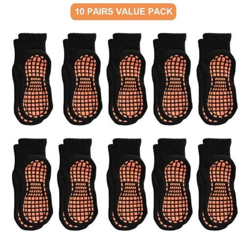 Toddler Socks with Grips Non Skid Trampoline Socks for Kids Bulk 10 Packs2