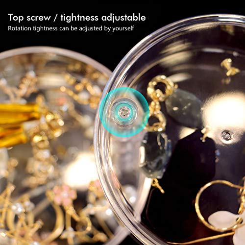 Kupink Clear Jewellery Box Hair Accessories Organiser 4-Layer Rotating Organiser Case for Necklace Bracelet Ring Earring Small Items Container Case