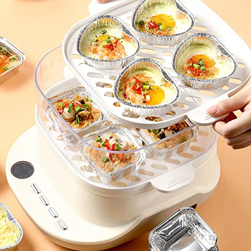 Olymajy Aluschalen, Grillschale, Mini-Einwegschalen ohne Deckel für Kuchen, Brot und Muffins in Aluminiumfolienschalen, Herzform (quadratisch/rund) Tragbare Lebensmittelbehälter (60 Stück)