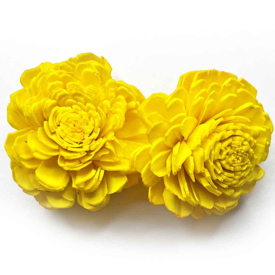 SPHINX Sola Wood Paper Bailey Flowers, D-I-Y Art and Crafts, Garland Making Festive Pooja Wedding Housewarming Christmas Decorations (Diameter Approx 4 cms - 5 Pieces, Yellow)