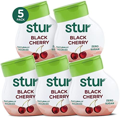 Stur Liquid Water Enhancer | Black Cherry | Sweetened with Stevia | High in Vitamin C & Antioxidants | Sugar Free | Zero Calories | Keto | Vegan | 5 Bottles, Makes 120 Drinks