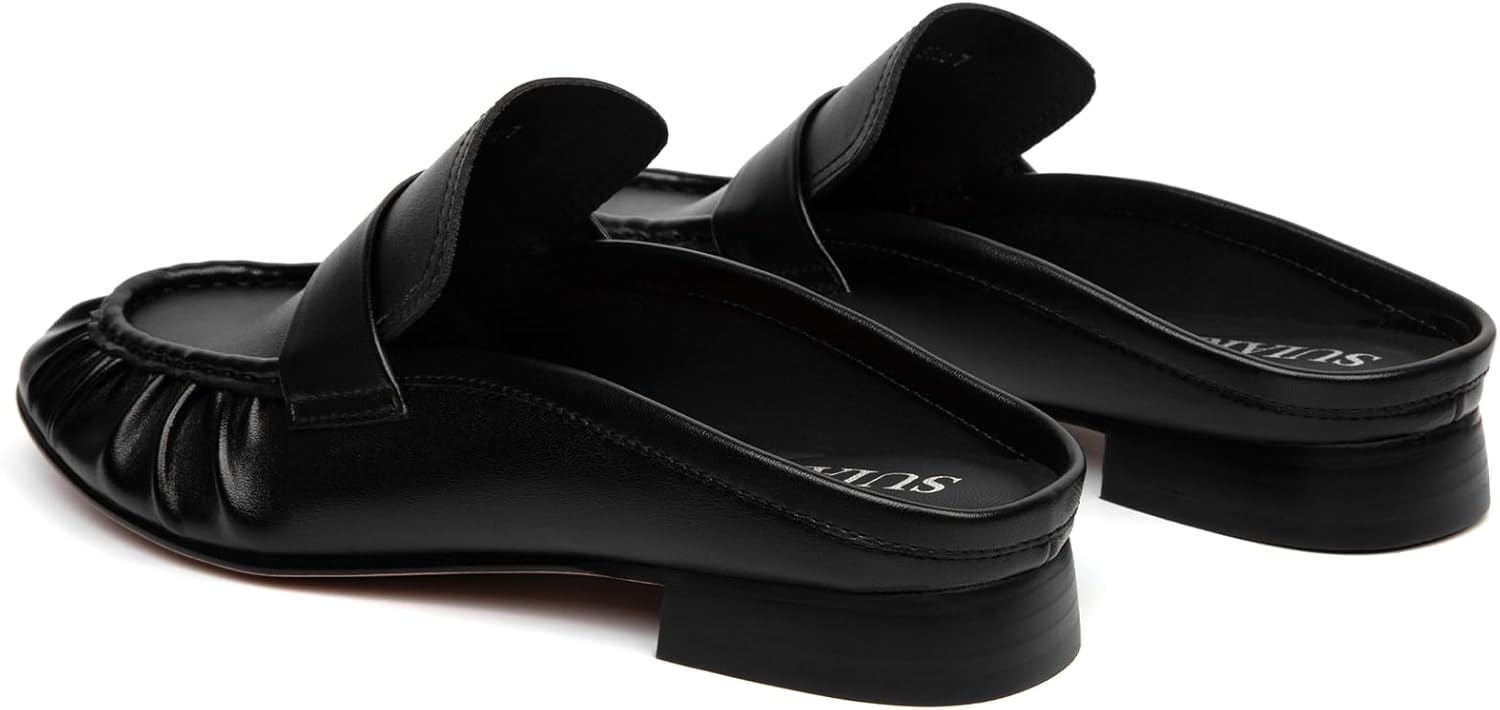 Penny Loafers for Women Chunky Heel Flat Mules Round Toe Slip on Comfortable Loafers Casual Slides Shoes - Image 6