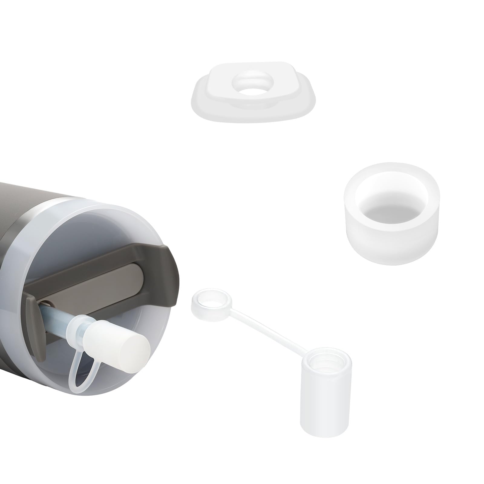 Kapiado 1 Set 14oz Stanley Cup Spill Stopper compatible 1.0&2.0, Leak Proof Accessory with Straw Cap and Square Pad and Round Cover (Clear, 1)