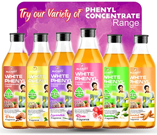 ARSHI A ALCAMY LIFE Disinfectant White Phenyl Concentrate Liquid | Rose, Sandal & Jasmine Combo Pack | Makes 15 To 17 Litre Of Thick White Phenyl | 600 ML (200 ML X 3 Units)