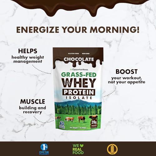 Image of Opportuniteas Grass Fed Vanilla Choco Whey Protein Isolate Powder - 20g Protein Powder Without Artificial Sweeteners, Hormone-Free Cows, Non GMO - 5lb