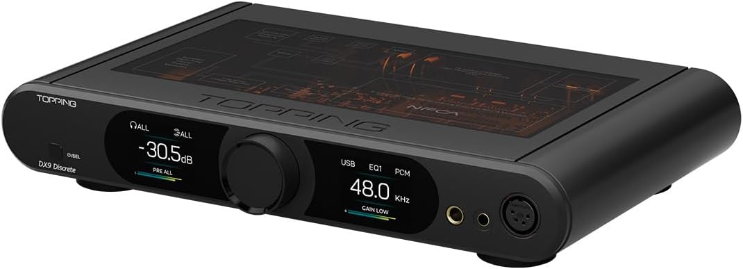 TOPPING DX9 Discrete Fully Balanced 1-Bit DAC & Headphone Amplifier | 131dB DNR | Six-Channel NFCA Module | LDAC Bluetooth 5.1 | Ten-Band PEQ | Hybrid Relay Volume Control (Black)