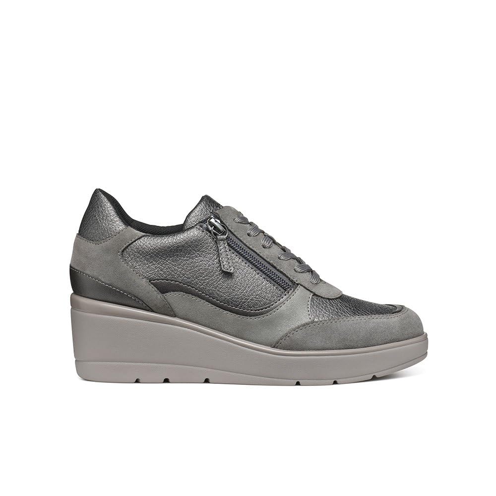 Geox Women D Ilde A Sneaker, Dark Grey, 7.5 UK
