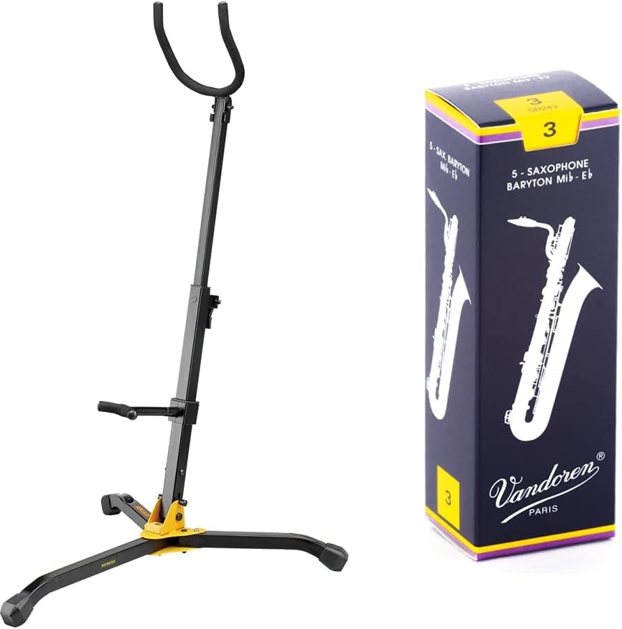 Hercules DS535B Baritone Saxophone Stand + Vandoren SR243 Bari Sax Traditional Reeds Strength 3