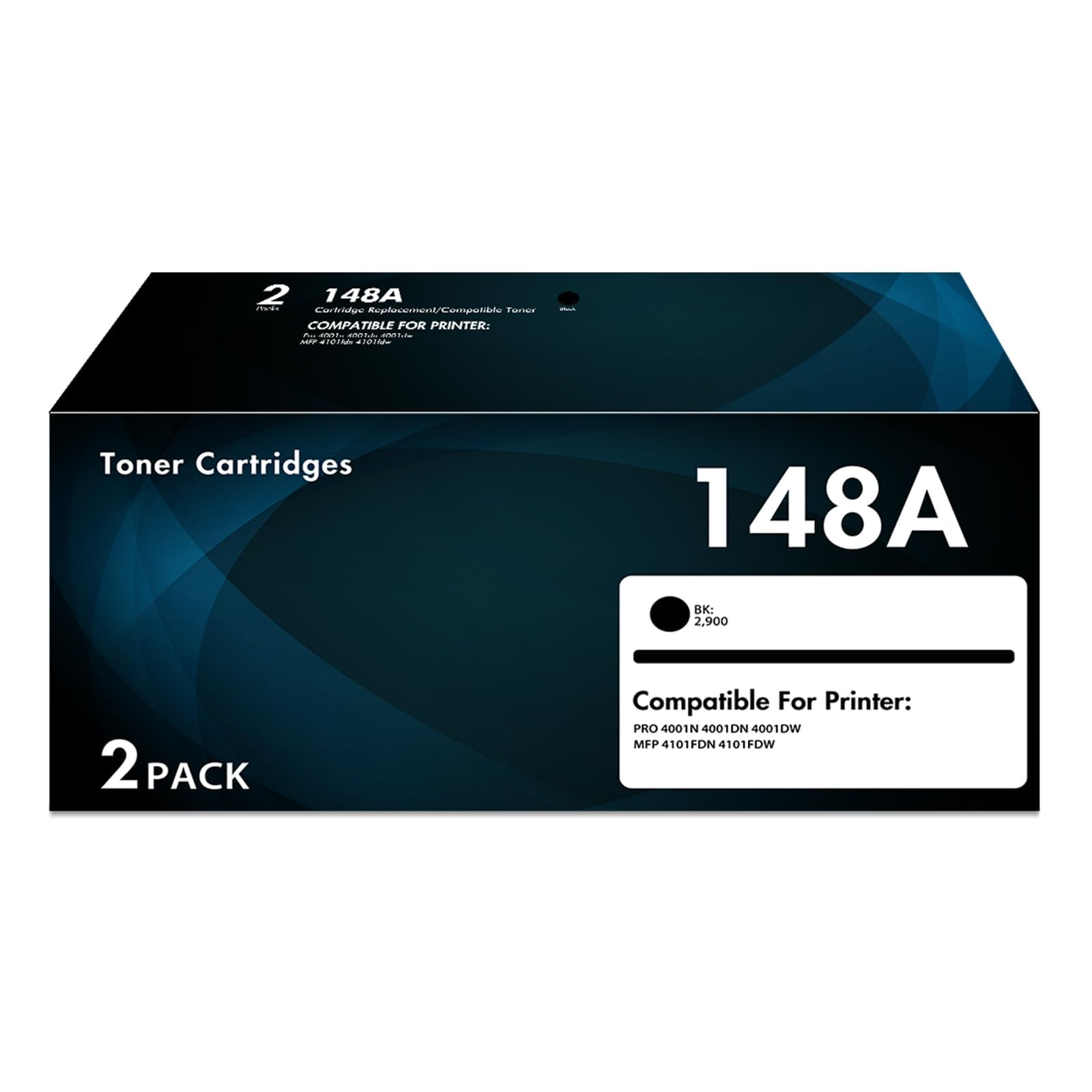 148A Toner Cartridges Black 2-Pack (with Chip) Compatible Replacement for HP 148A W1480A 148X W1480X Work for LaserJet Pro 4001dw 4001dn 4001n MFP