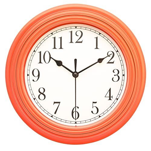 Topkey Reloj de pared silencioso para cocina, 9 pulgadas, retro, sin tictac, decorativo,...